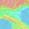 Topografische Karte Pianura Padana, Höhe, Relief