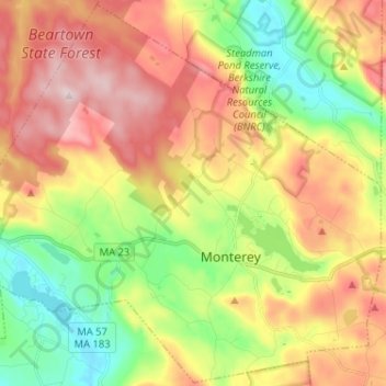 Topografische Karte Monterey, Höhe, Relief