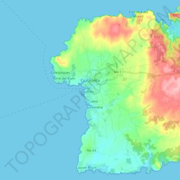 Topografische Karte Ciudadela, Höhe, Relief