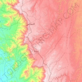 Topografische Karte Tanumah, Höhe, Relief