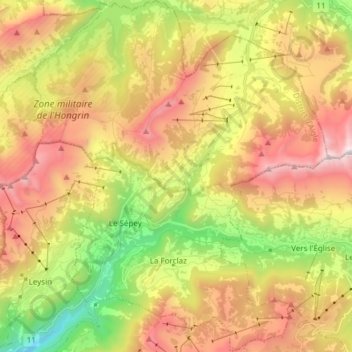 Topografische Karte Ormont-Dessous, Höhe, Relief