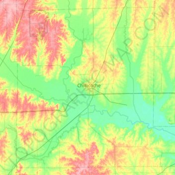 Topografische Karte Livingston County, Höhe, Relief