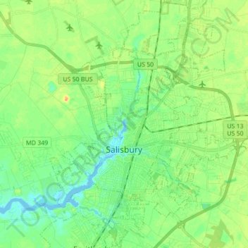 Topografische Karte Salisbury, Höhe, Relief