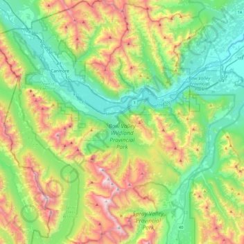 Topografische Karte Bow Valley Wildland Provincial Park, Höhe, Relief
