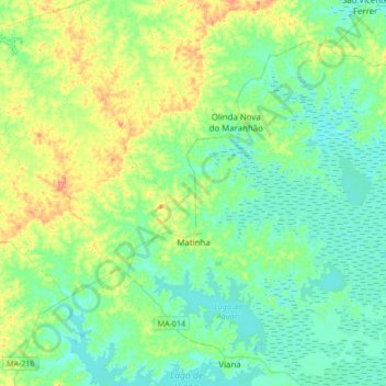 Topografische Karte Matinha, Höhe, Relief