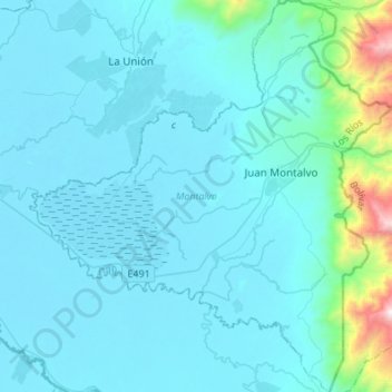 Topografische Karte Montalvo, Höhe, Relief