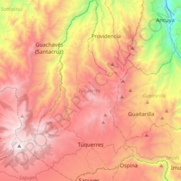Topografische Karte Túquerres, Höhe, Relief