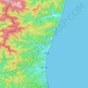 Topografische Karte 達仁鄉, Höhe, Relief