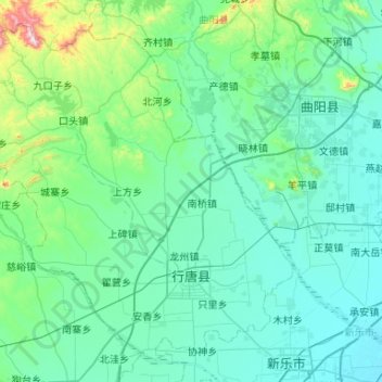 Topografische Karte Xingtang County, Höhe, Relief