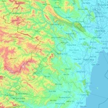 Topografische Karte Tỉnh Thanh Hóa, Höhe, Relief