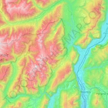 Topografische Karte Dolomiti di Brenta, Höhe, Relief