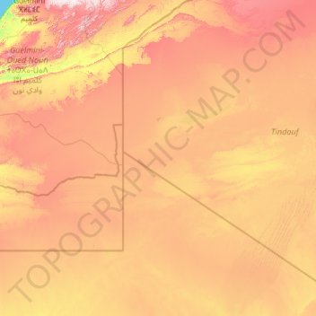 Topografische Karte Tindouf, Höhe, Relief