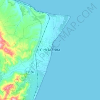 Topografische Karte Cirò Marina, Höhe, Relief