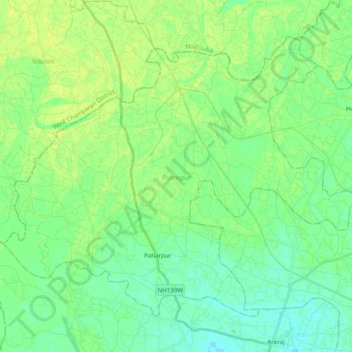 Topografische Karte Paharpur, Höhe, Relief