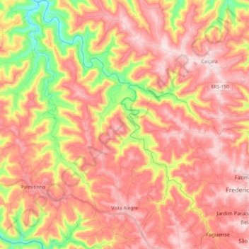 Topografische Karte Vista Alegre, Höhe, Relief