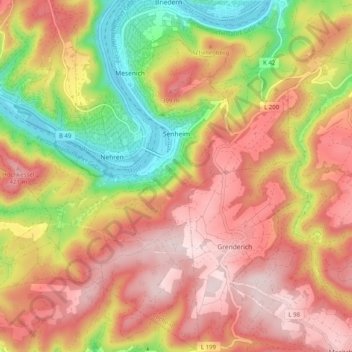 Topografische Karte Senheim, Höhe, Relief