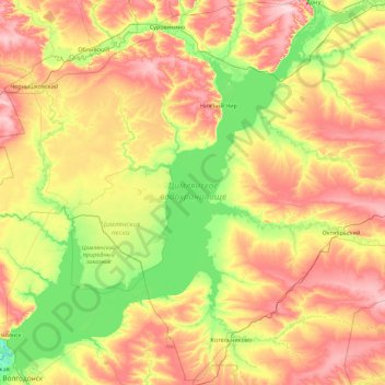 Topografische Karte Zimljansker Stausee, Höhe, Relief