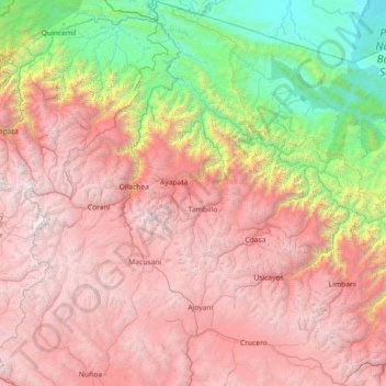 Topografische Karte Provincia de Carabaya, Höhe, Relief