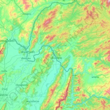 Topografische Karte Bokeo, Höhe, Relief