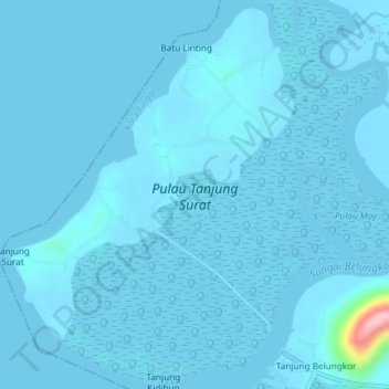 Topografische Karte Pulau Tanjung Surat, Höhe, Relief