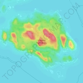 Topografische Karte остров Путсаари, Höhe, Relief