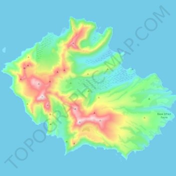 Topografische Karte Île de la Possession, Höhe, Relief