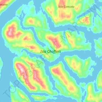 Topografische Karte Isla Chaffers, Höhe, Relief