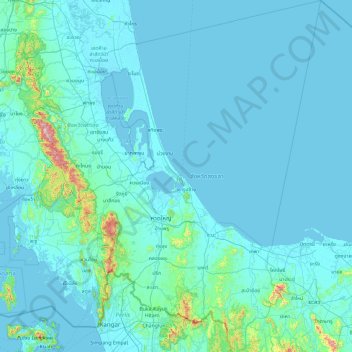 Topografische Karte Songkhla, Höhe, Relief