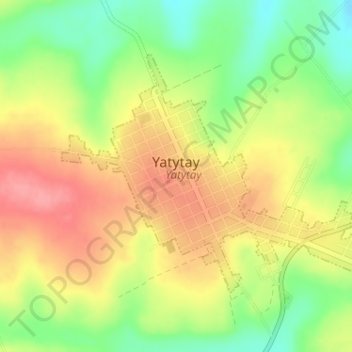 Topografische Karte Yatytay, Höhe, Relief