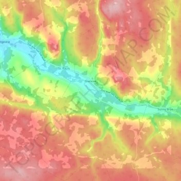 Topografische Karte Glencoe, Höhe, Relief