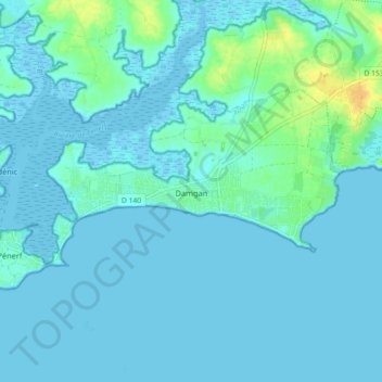 Topografische Karte Damgan, Höhe, Relief