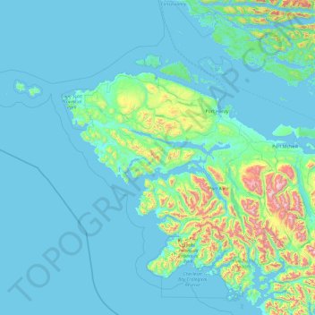 Topografische Karte Area B (Quatsino Sound/Cape Scott), Höhe, Relief