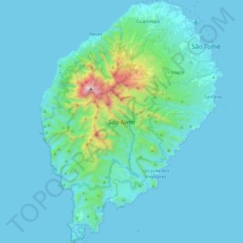 Topografische Karte São Tomé, Höhe, Relief