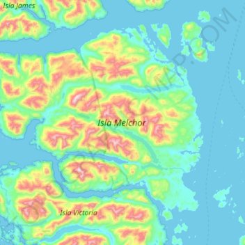 Topografische Karte Isla Melchor, Höhe, Relief