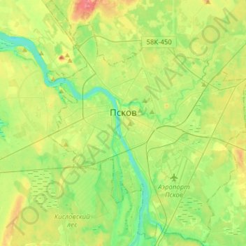 Topografische Karte Pskow, Höhe, Relief