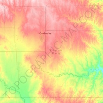 Topografische Karte Comanche County, Höhe, Relief