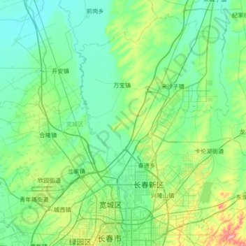 Topografische Karte Kuancheng District, Höhe, Relief