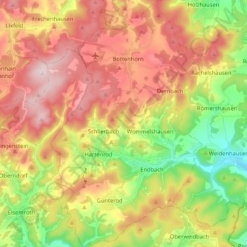 Topografische Karte Bad Endbach, Höhe, Relief
