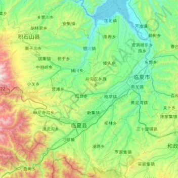 Topografische Karte 临夏县, Höhe, Relief
