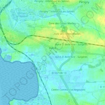 Topografische Karte Aytré, Höhe, Relief
