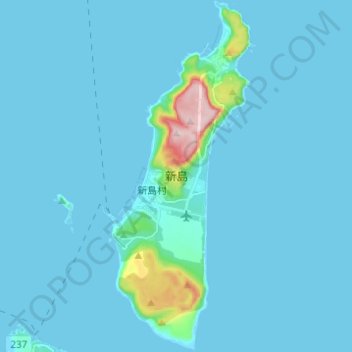 Topografische Karte 新島, Höhe, Relief