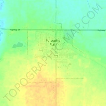 Topografische Karte Porcupine Plain, Höhe, Relief