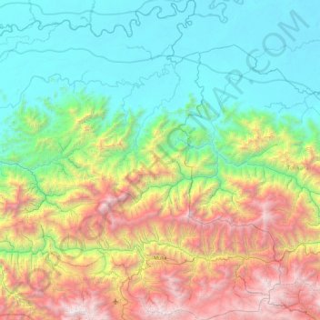 Topografische Karte Puncak Jaya, Höhe, Relief