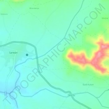 Topografische Karte Dhani, Höhe, Relief