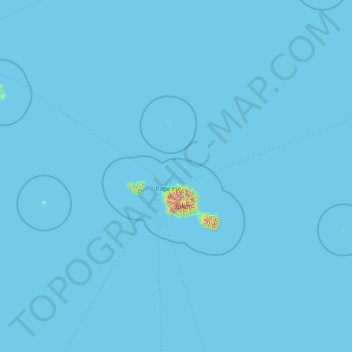 Topografische Karte Îles du Vent, Höhe, Relief