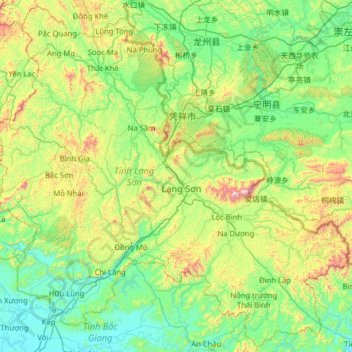 Topografische Karte Lạng Sơn, Höhe, Relief