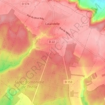 Topografische Karte Lalandelle, Höhe, Relief
