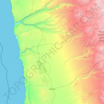 Topografische Karte Huara, Höhe, Relief