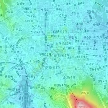 Topografische Karte Seoul, Höhe, Relief