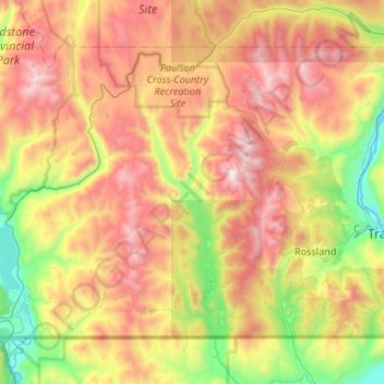 Topografische Karte Area B (Lower Columbia/Old Glory), Höhe, Relief